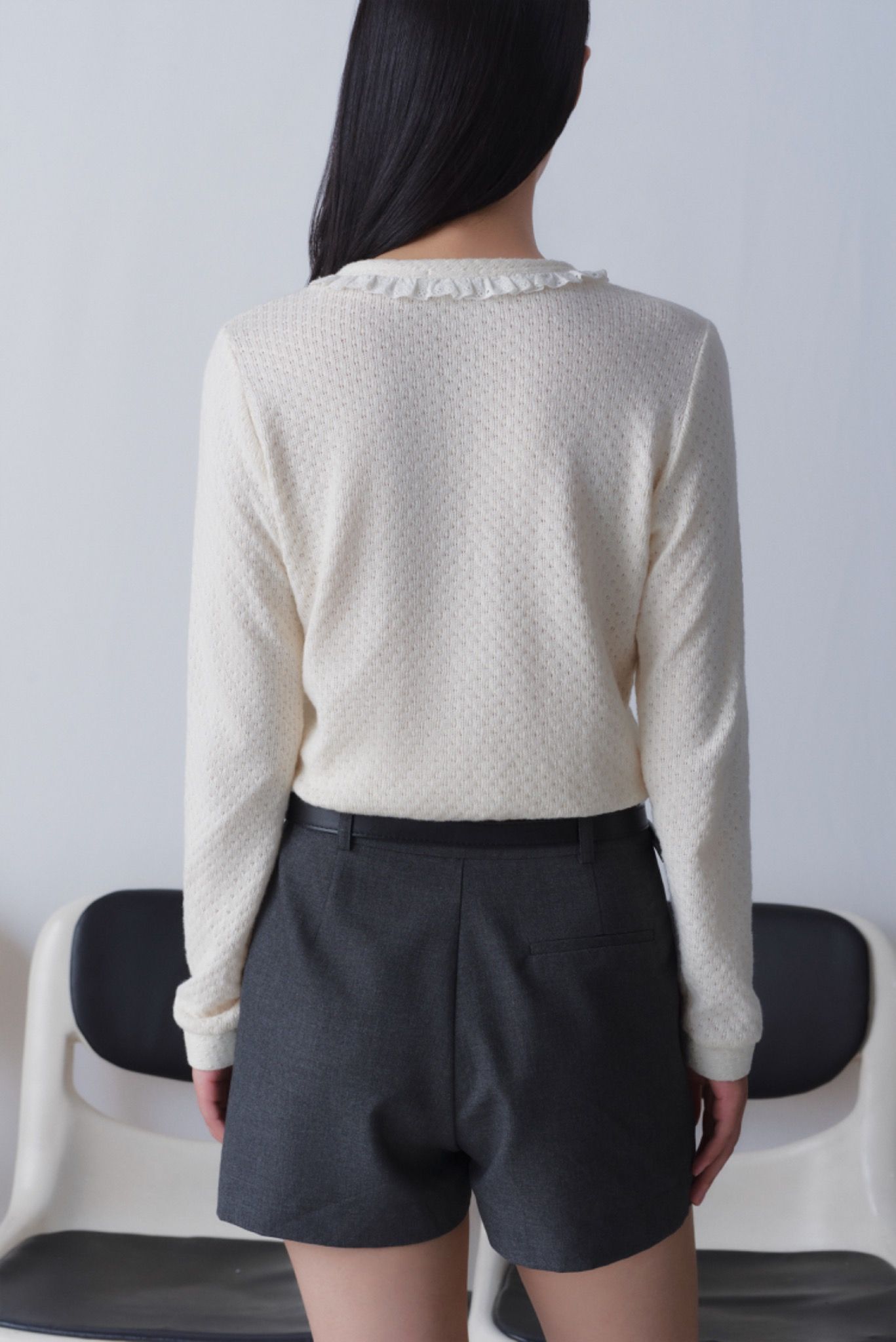 Libe Ivory Lace Trim Cardigan (Pre-order)