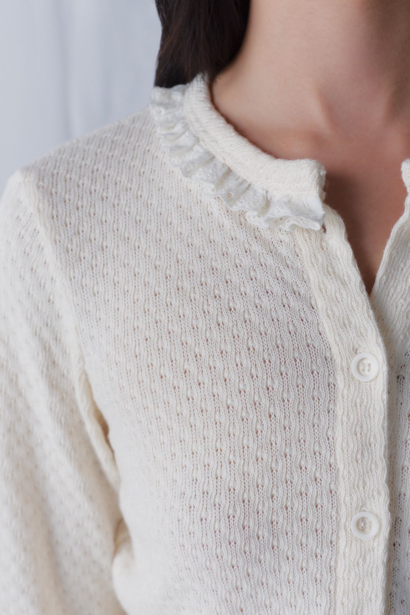 Libe Ivory Lace Trim Cardigan (Pre-order)