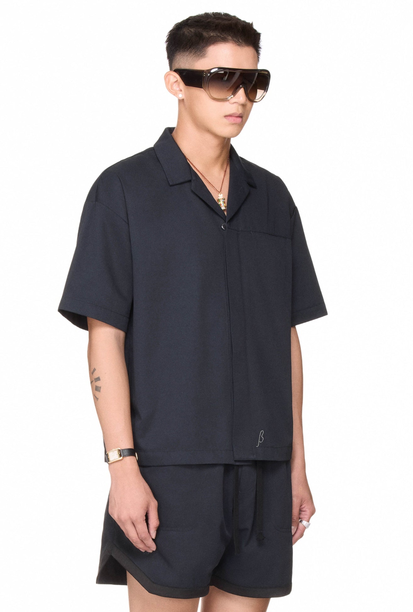The Beuter Embroidered Button Up Shirt - Black