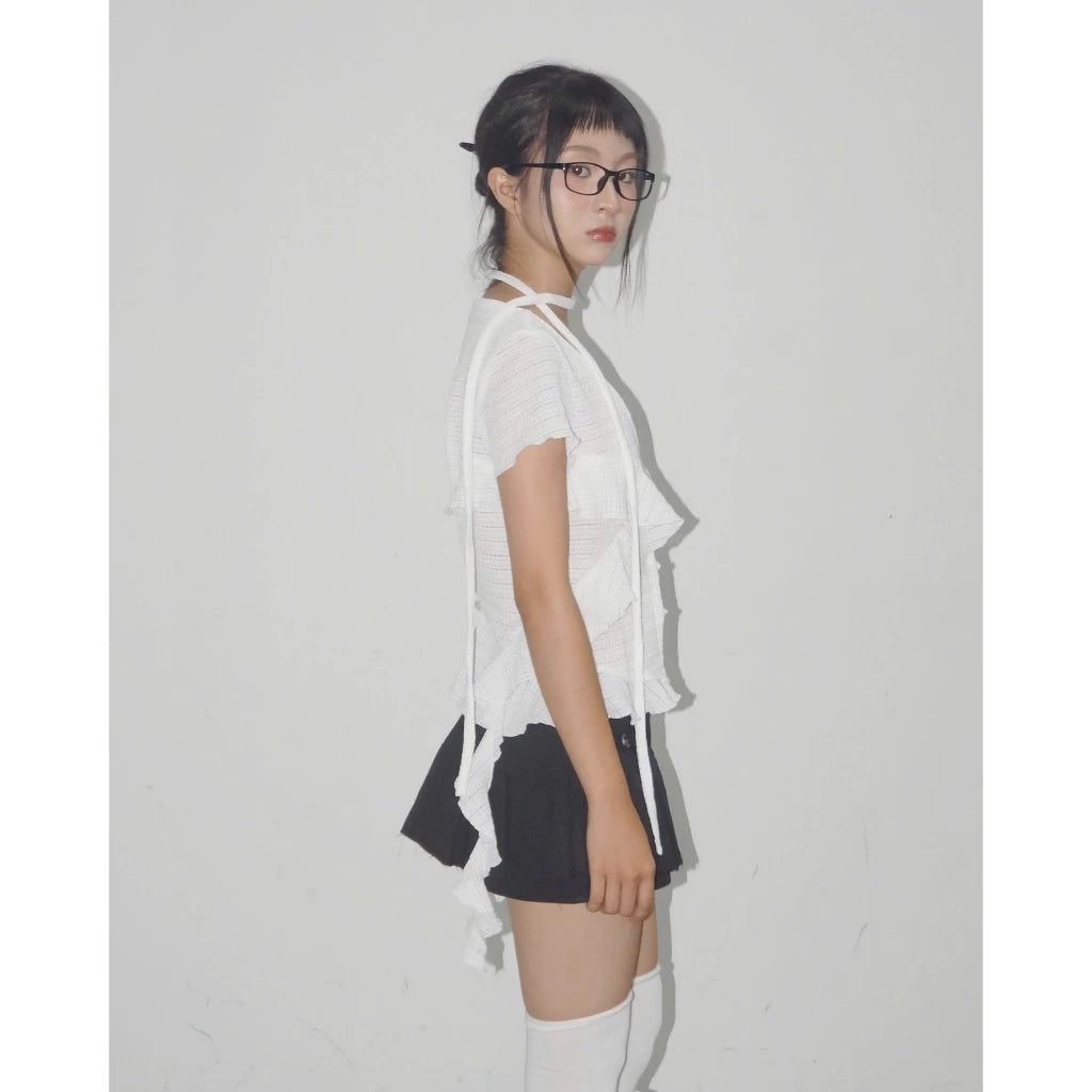 UYU.label Hikari Ruffle Top with Thin Scarf (Pre-order)