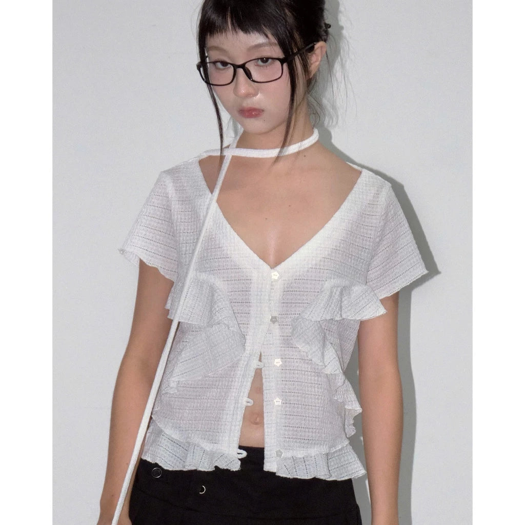 UYU.label Hikari Ruffle Top with Thin Scarf (Pre-order)