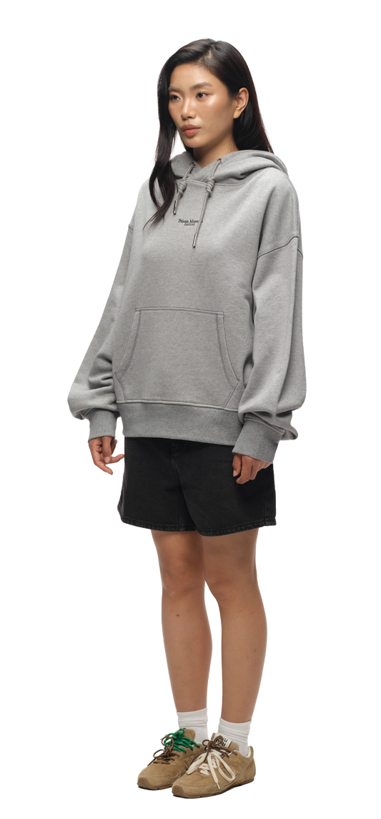Wearetheprivate Gray Hoodie Embroidered Logo