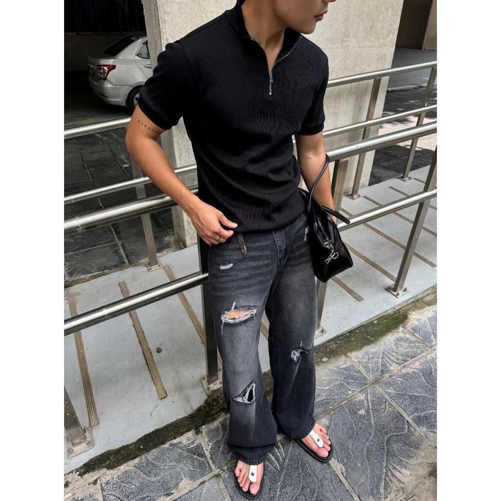 WHOSE Ash Slash Baggy Jeans (Pre-order)