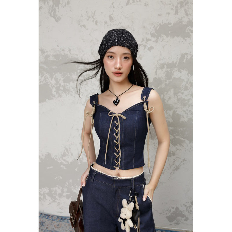 Cera Denim Corset Cami Top