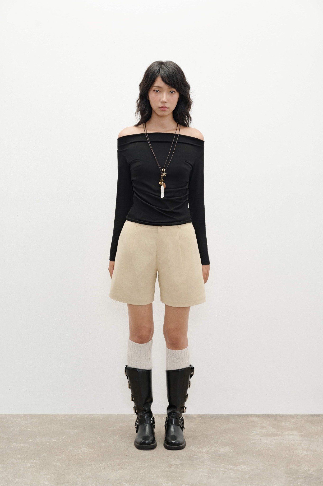 Libe Beige Corduroy Bermuda Shorts (Pre-order)