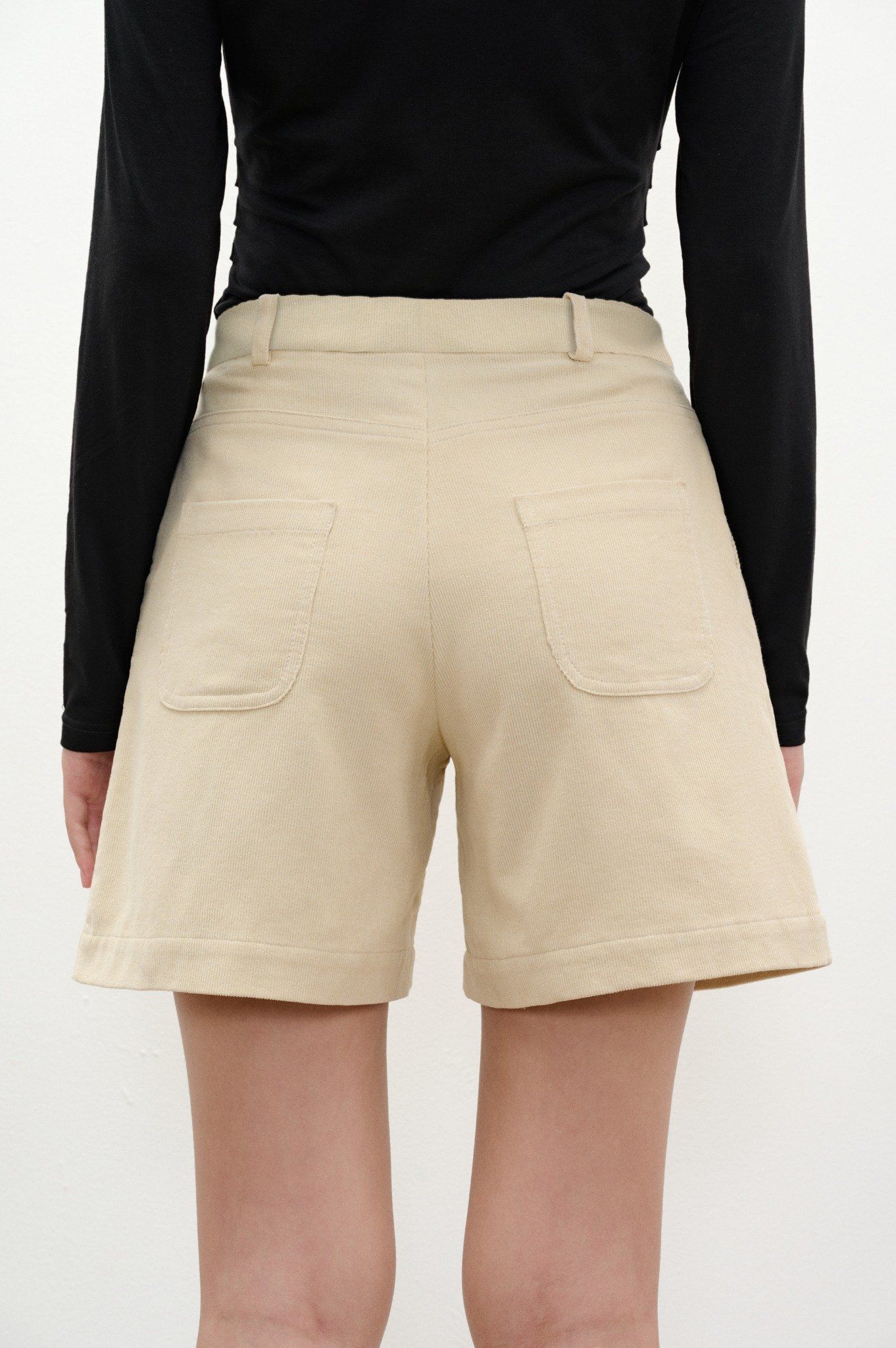 Libe Beige Corduroy Bermuda Shorts (Pre-order)