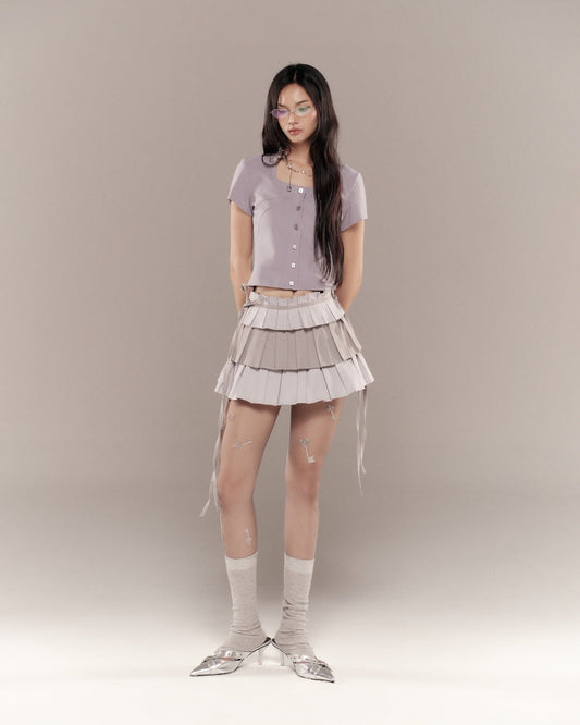 Bunny Hill Birdie Top (Grey Stripes)