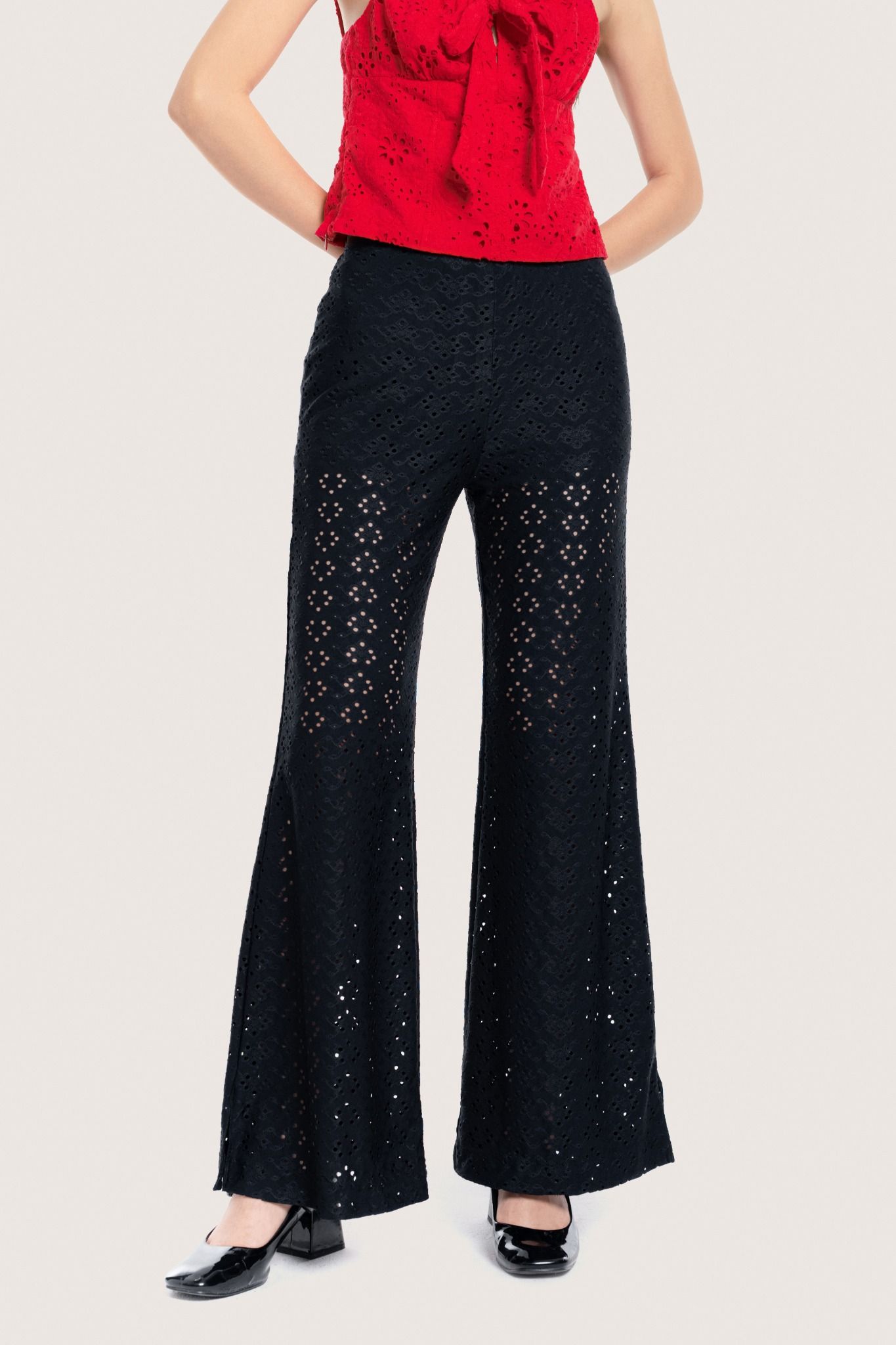 Libe Black Lace Flared Pants (Pre-order)