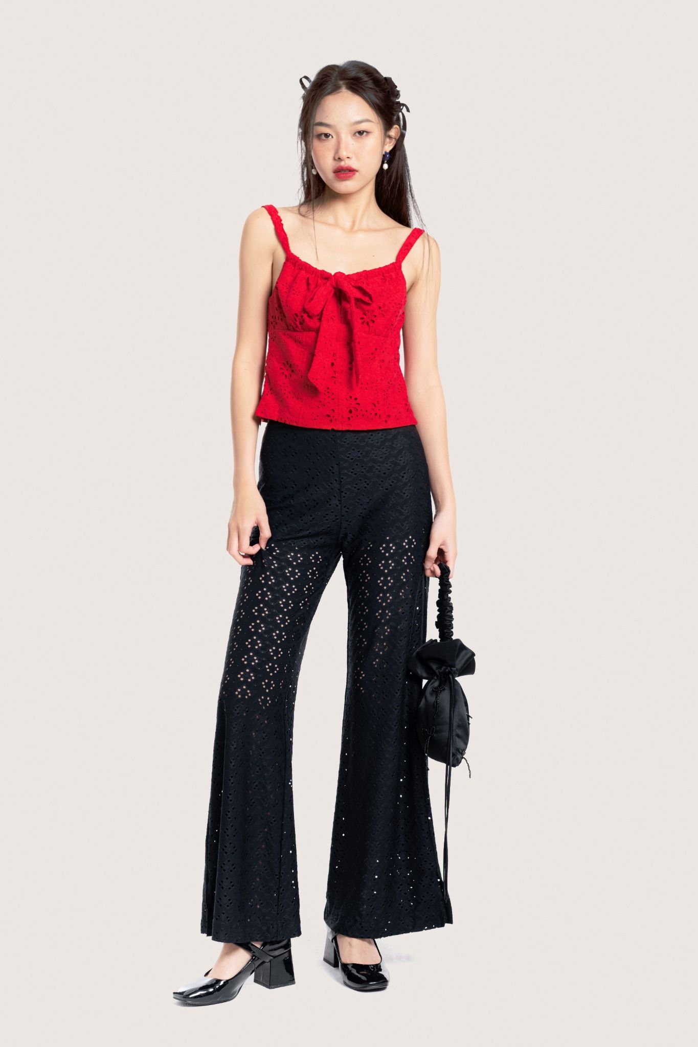 Libe Black Lace Flared Pants (Pre-order)