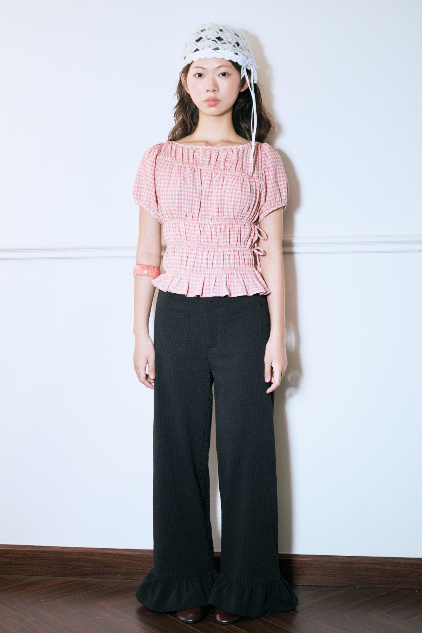 Libe Black Ruffle Hem Trousers (Pre-order)