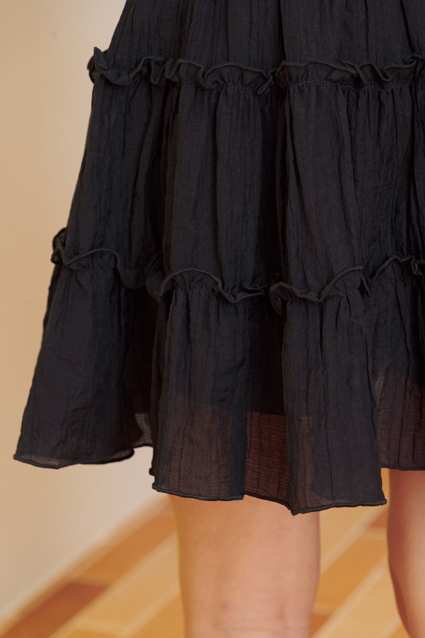 Libe Black Tiered Mini Skirt (Pre-order)