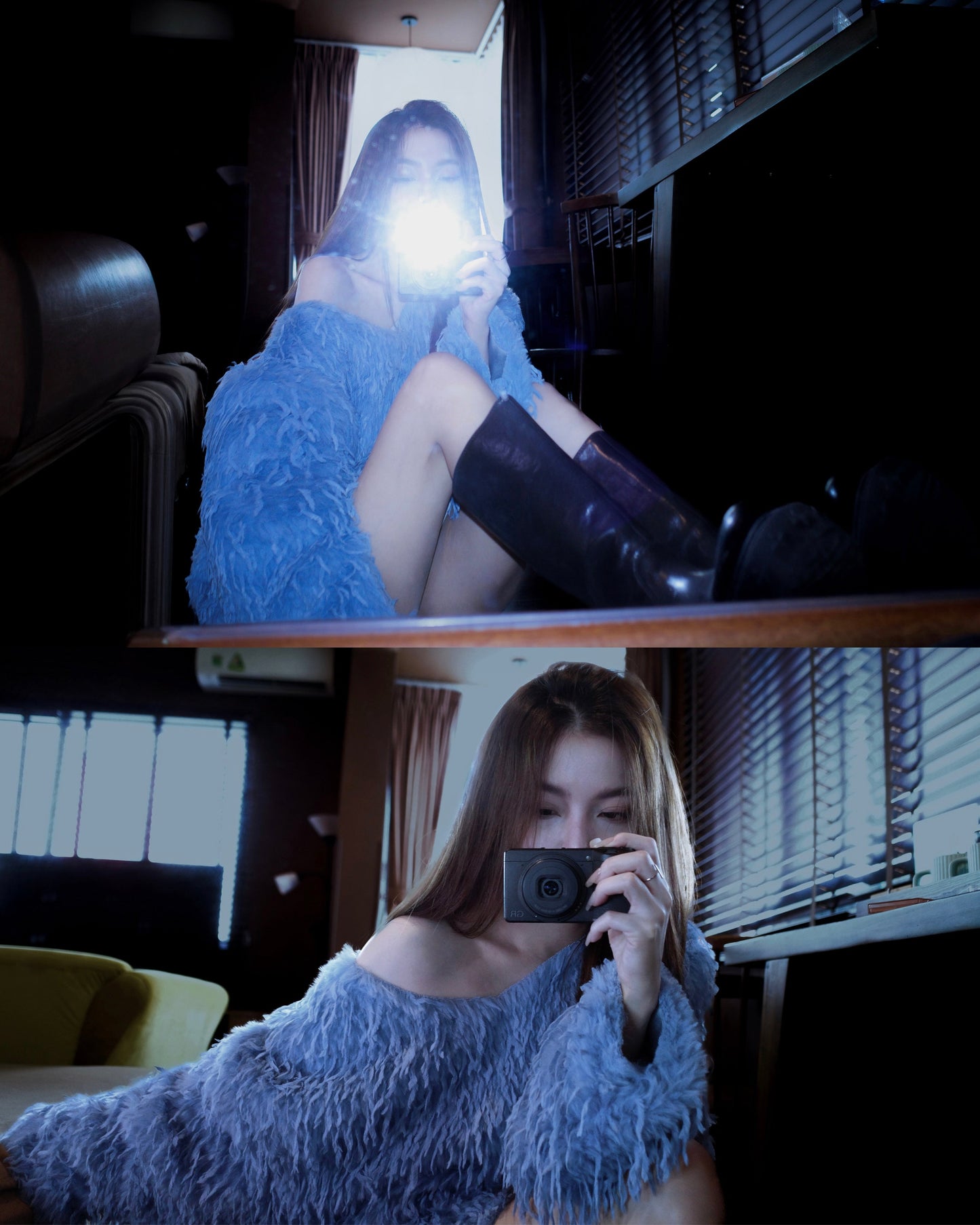 Kish Blue Feather Fur Sweater