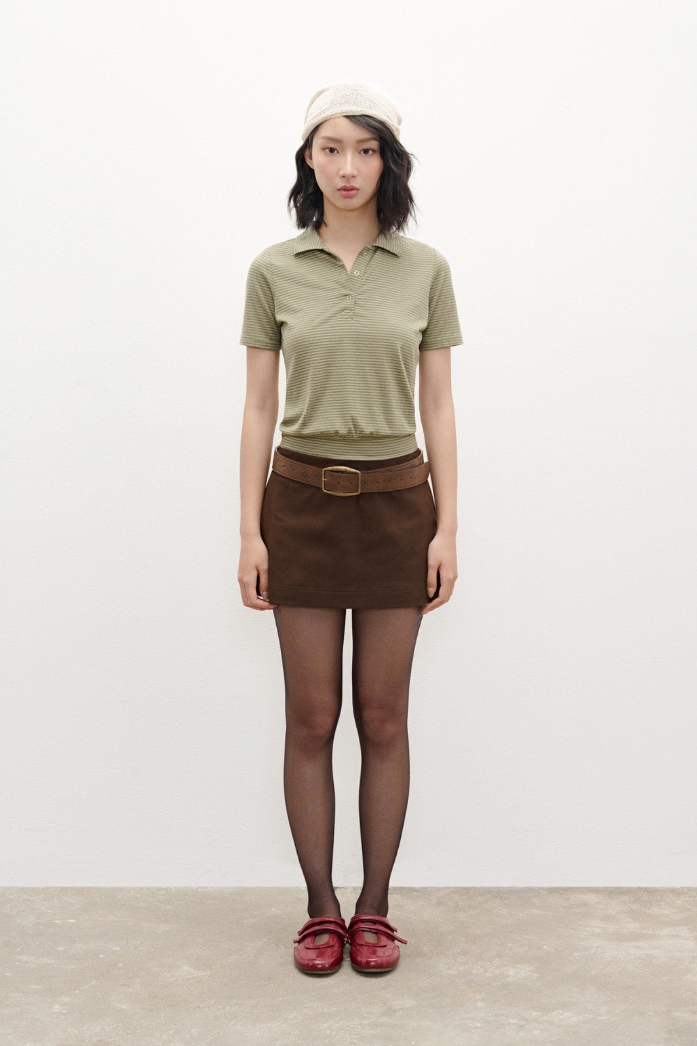 Libe Brown Khaki Mini Skirt (Pre-order)
