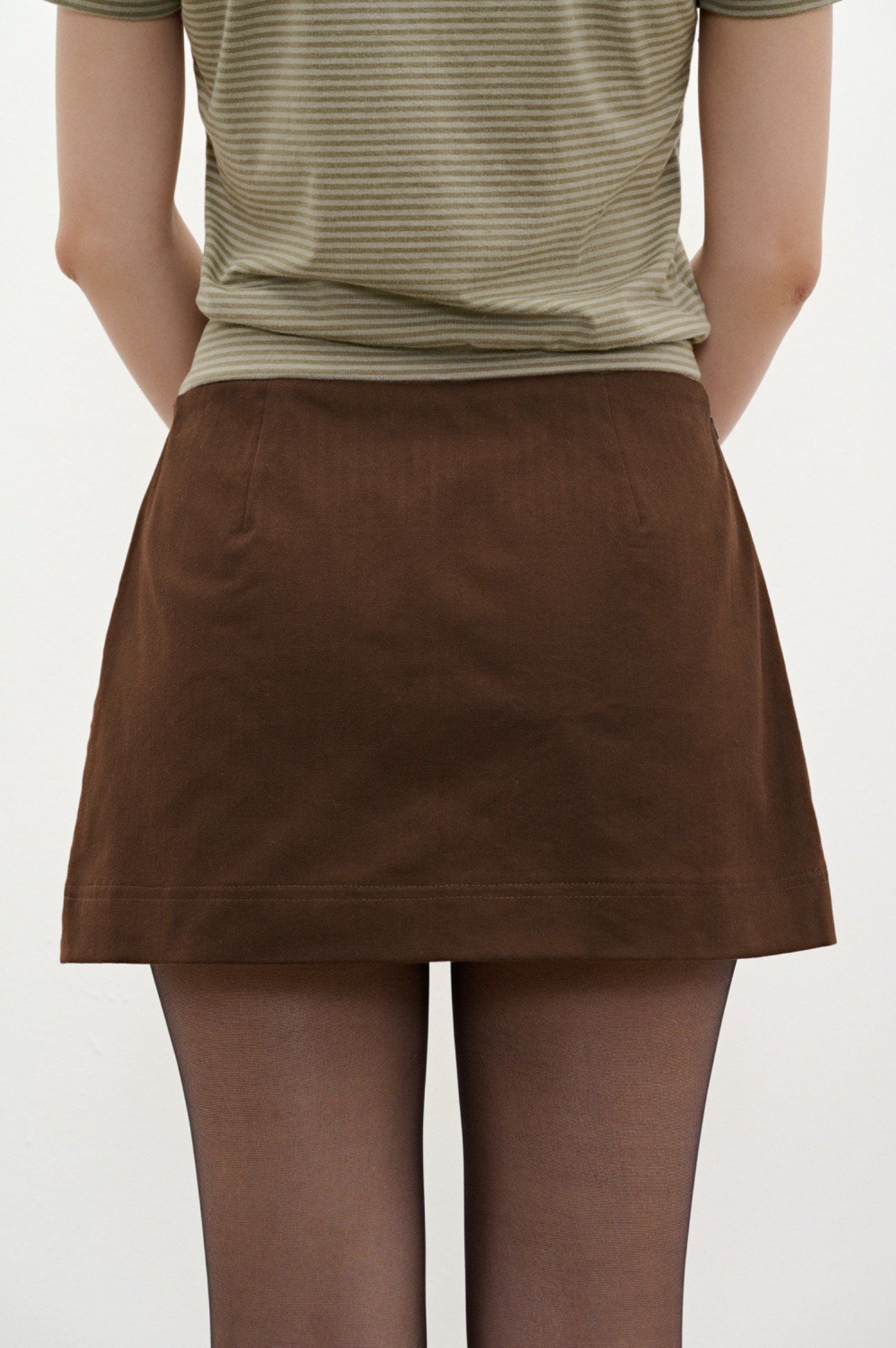 Libe Brown Khaki Mini Skirt (Pre-order)