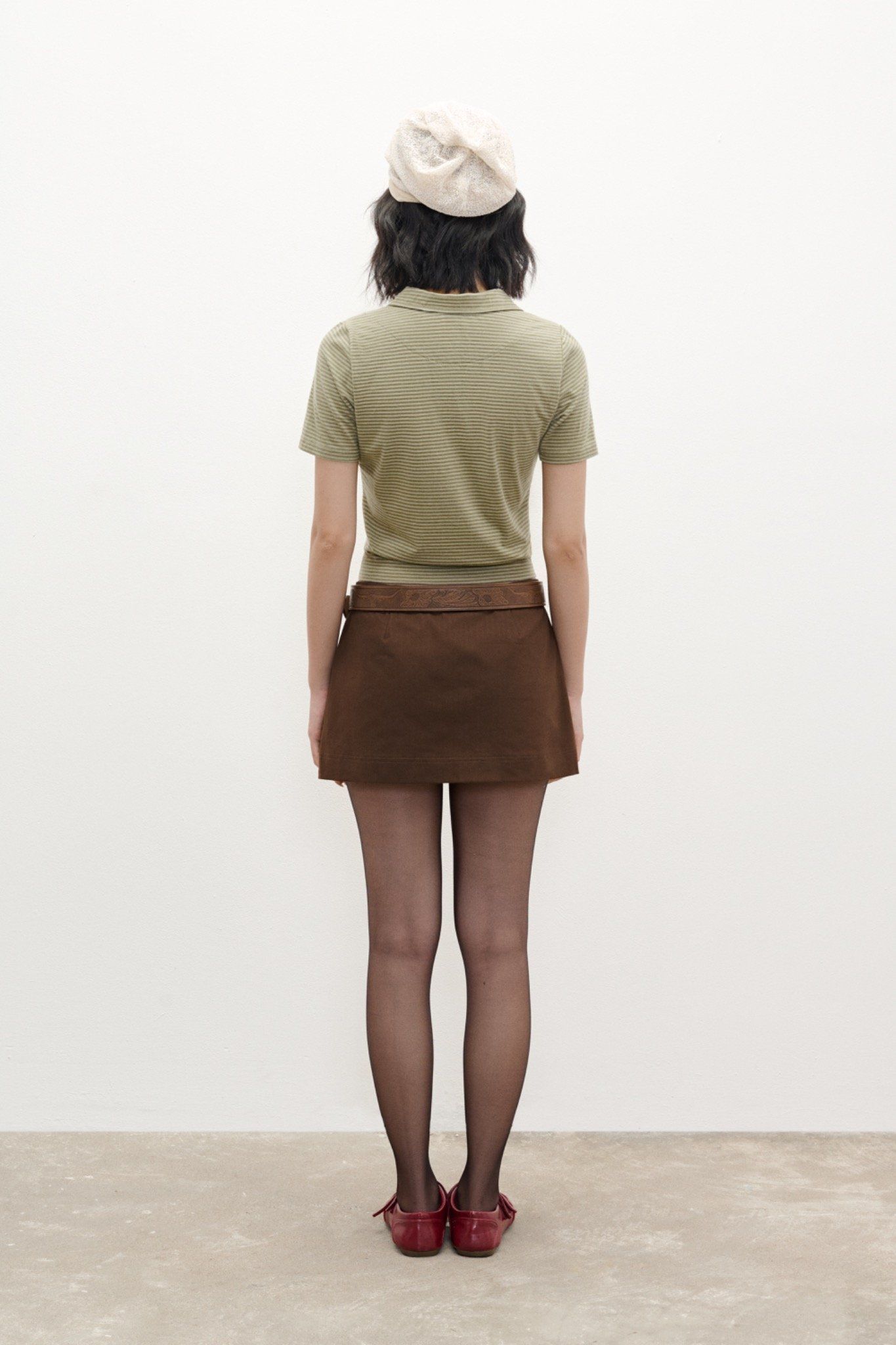 Libe Brown Khaki Mini Skirt (Pre-order)