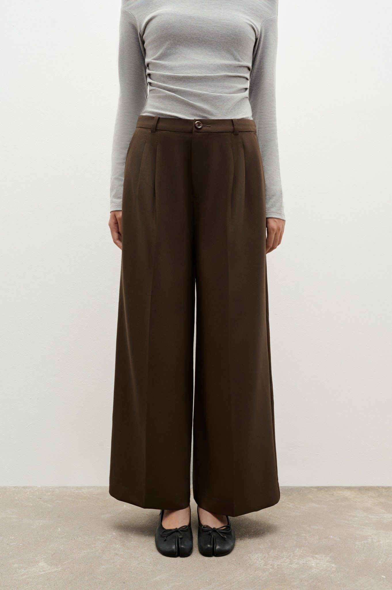 Libe Brown Wide Leg Trousers (Pre-order)