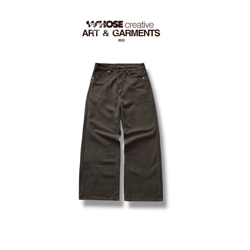 WHOSE Dark Brown Wide Straight Jeans (Pre-order)