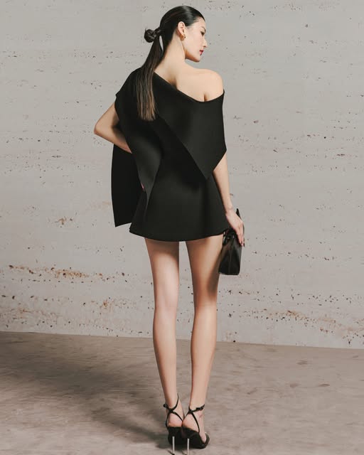 LaneJT Dulcie Asymmetric Sleeves Mini Dress