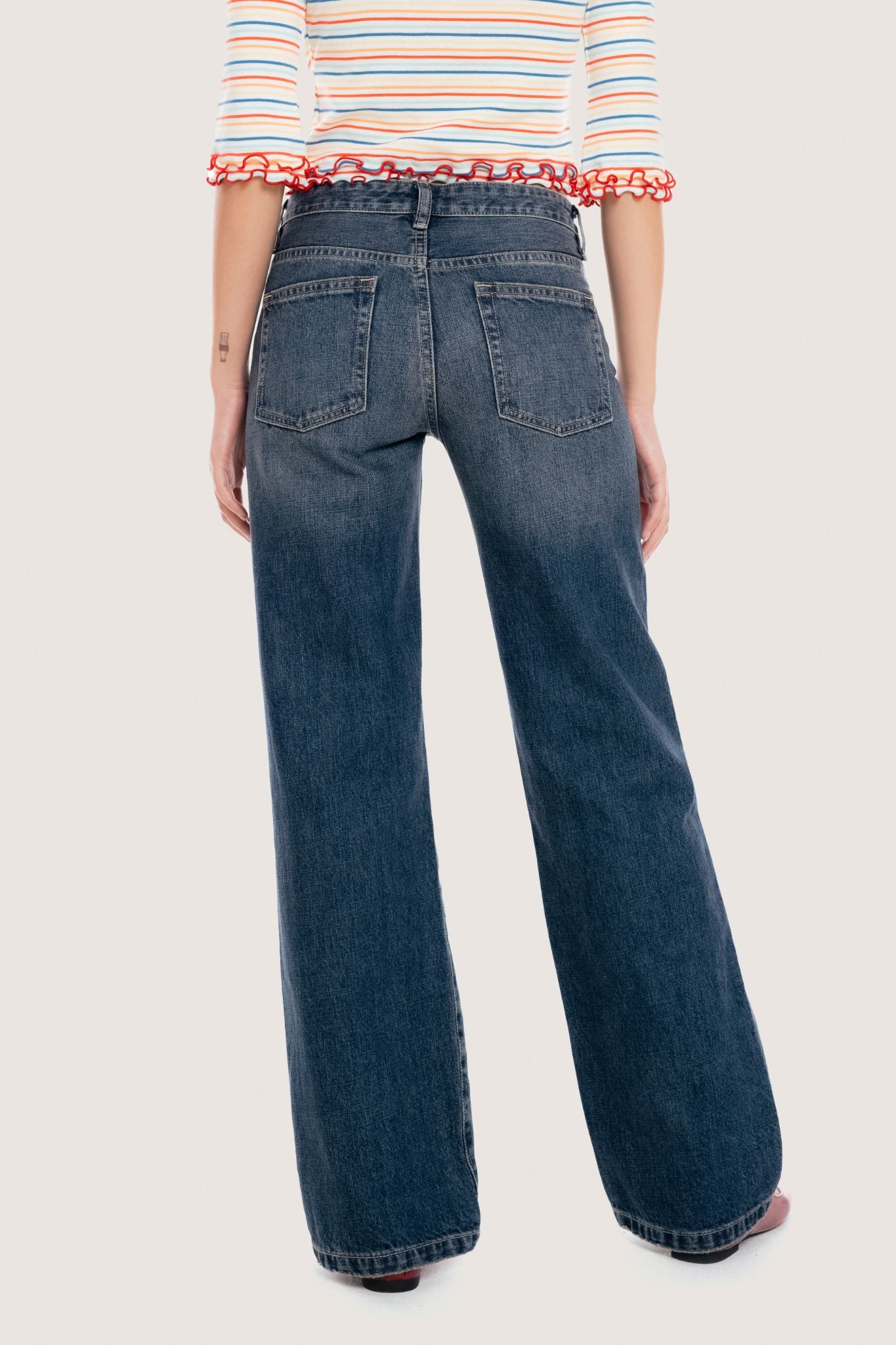 Libe Dark Blue Wash Low Rise Slim Relaxed Jeans (Pre-order)