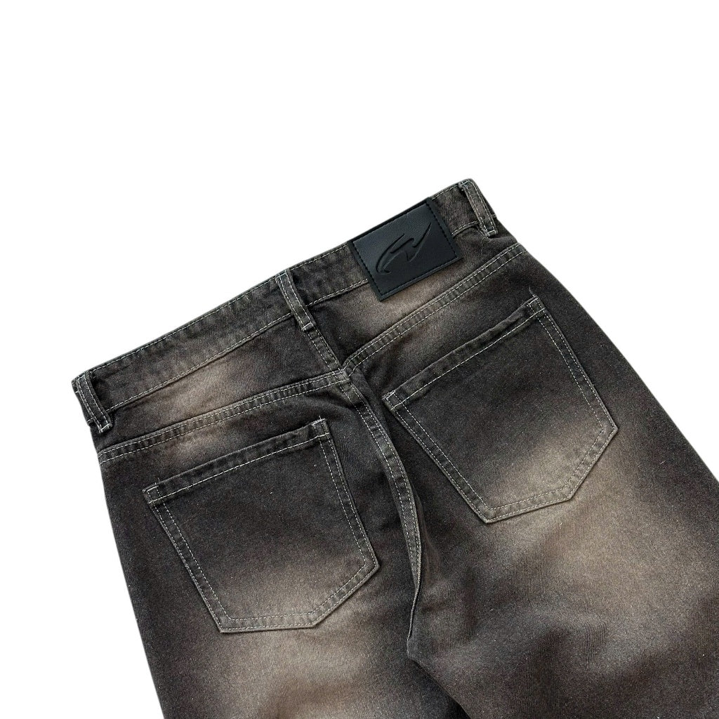 WHOSE Faded Black Wide Straight Jeans