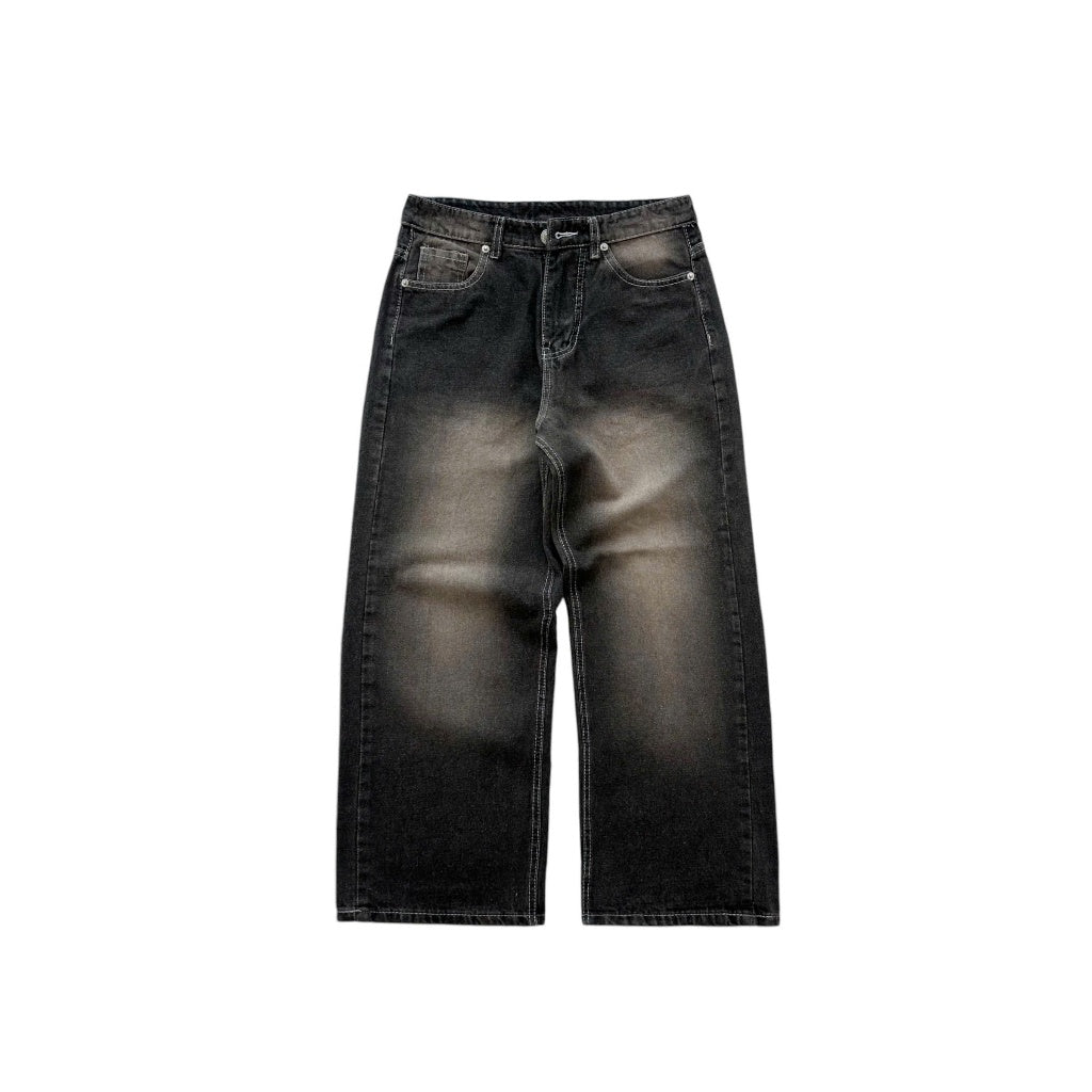 WHOSE Faded Black Wide Straight Jeans (Pre-order)
