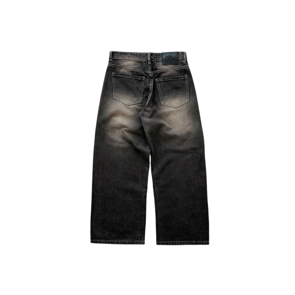 WHOSE Faded Black Wide Straight Jeans (Pre-order)