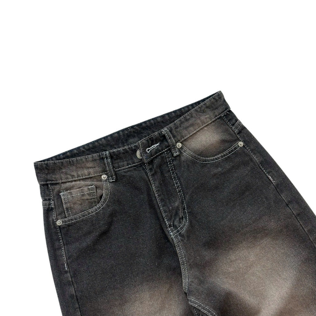 WHOSE Faded Black Wide Straight Jeans (Pre-order)