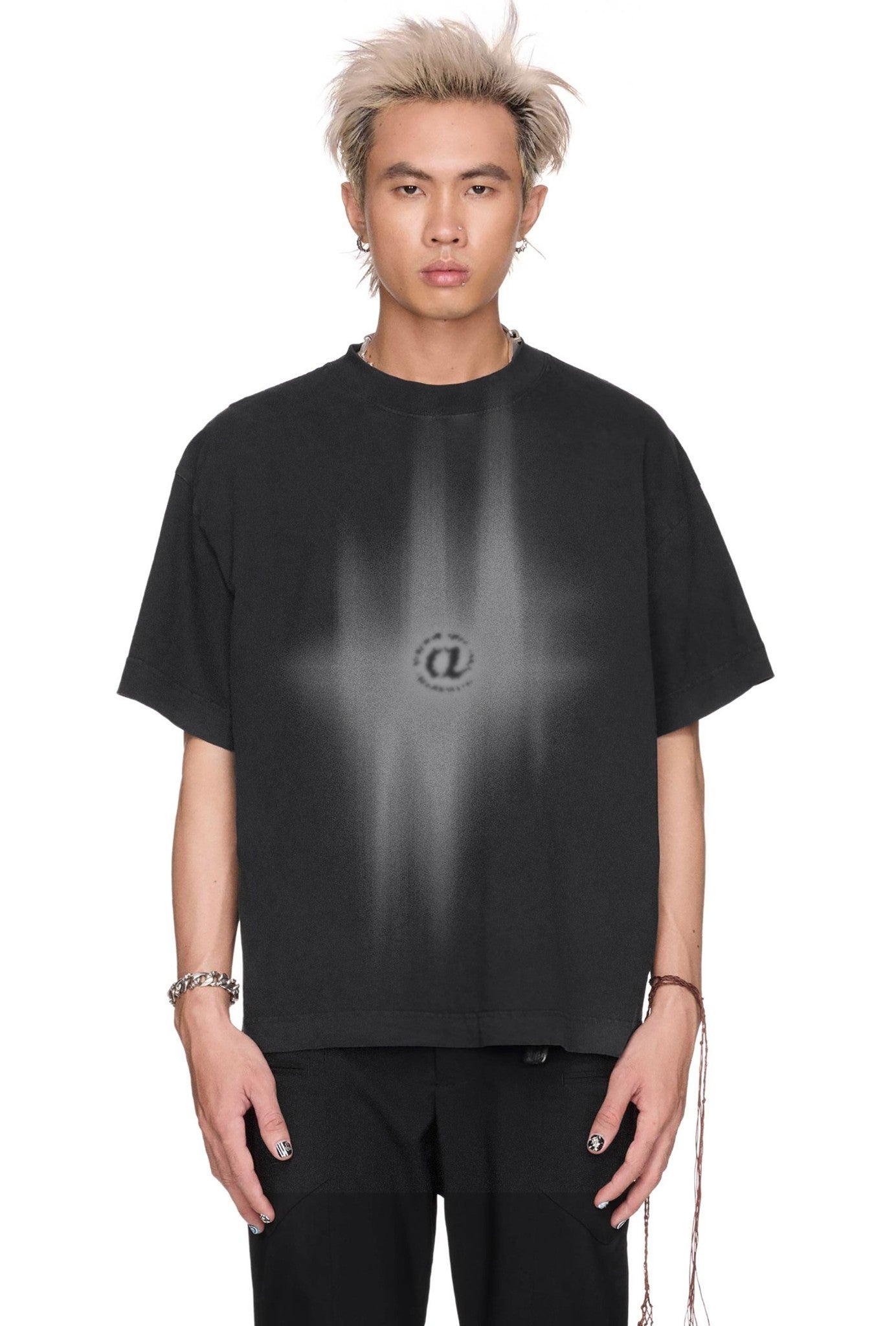 The Beuter Fl@Sh Printed Black Boxy T-Shirt