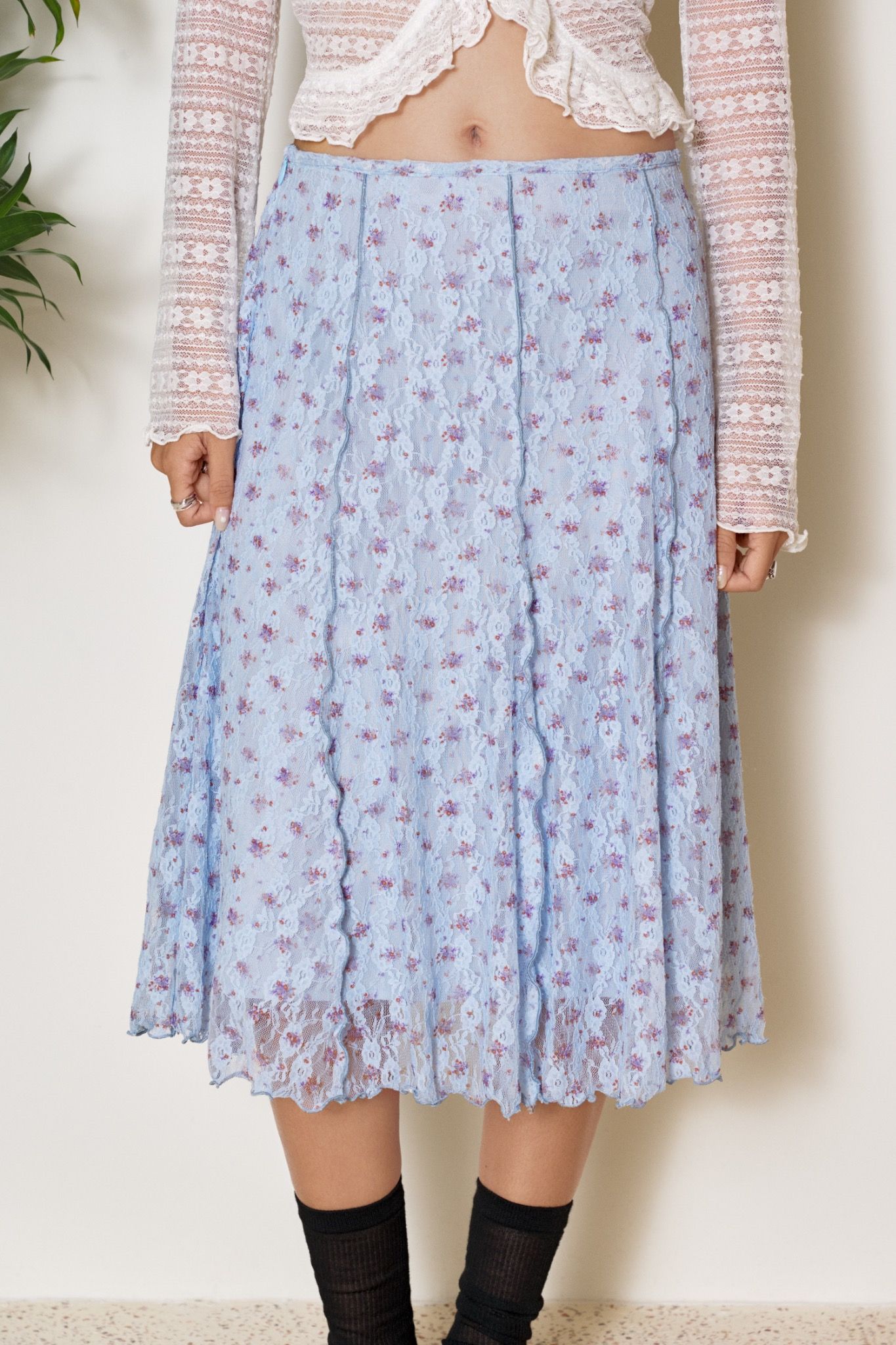 Libe Floral Lace Midi Skirt (Pre-order)