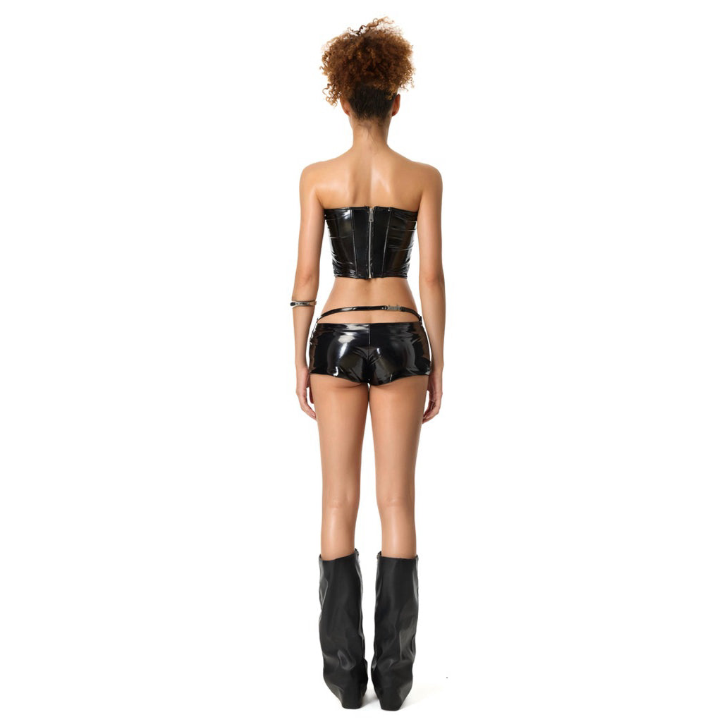 Kish Glossy Leather Shorts