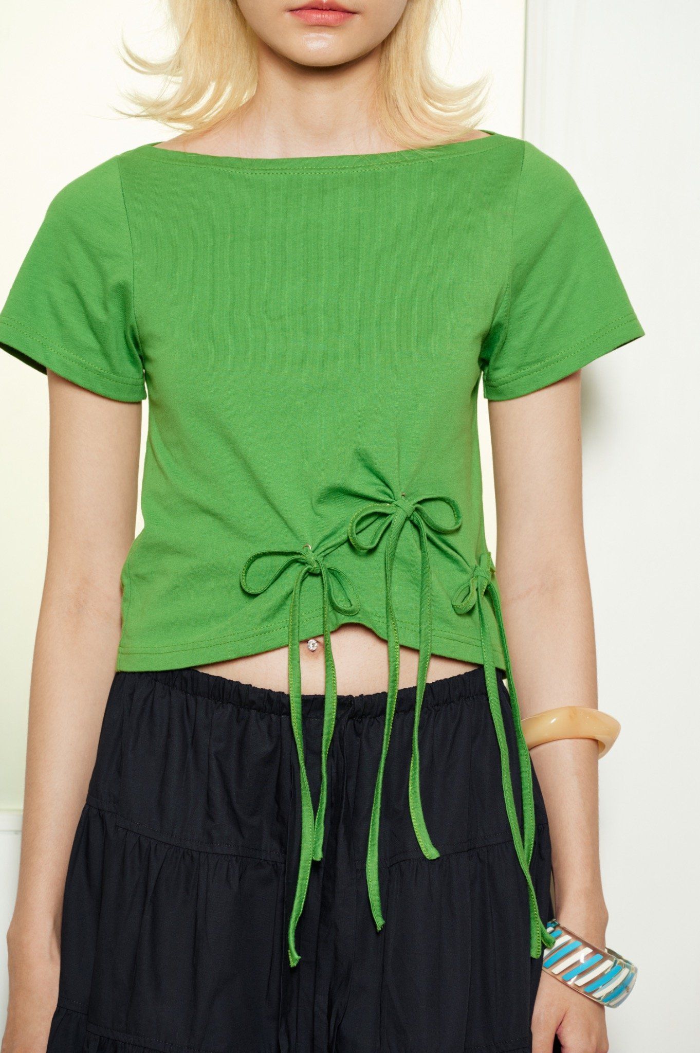 Libe Green Top With Bow Tie Details (Pre-order)