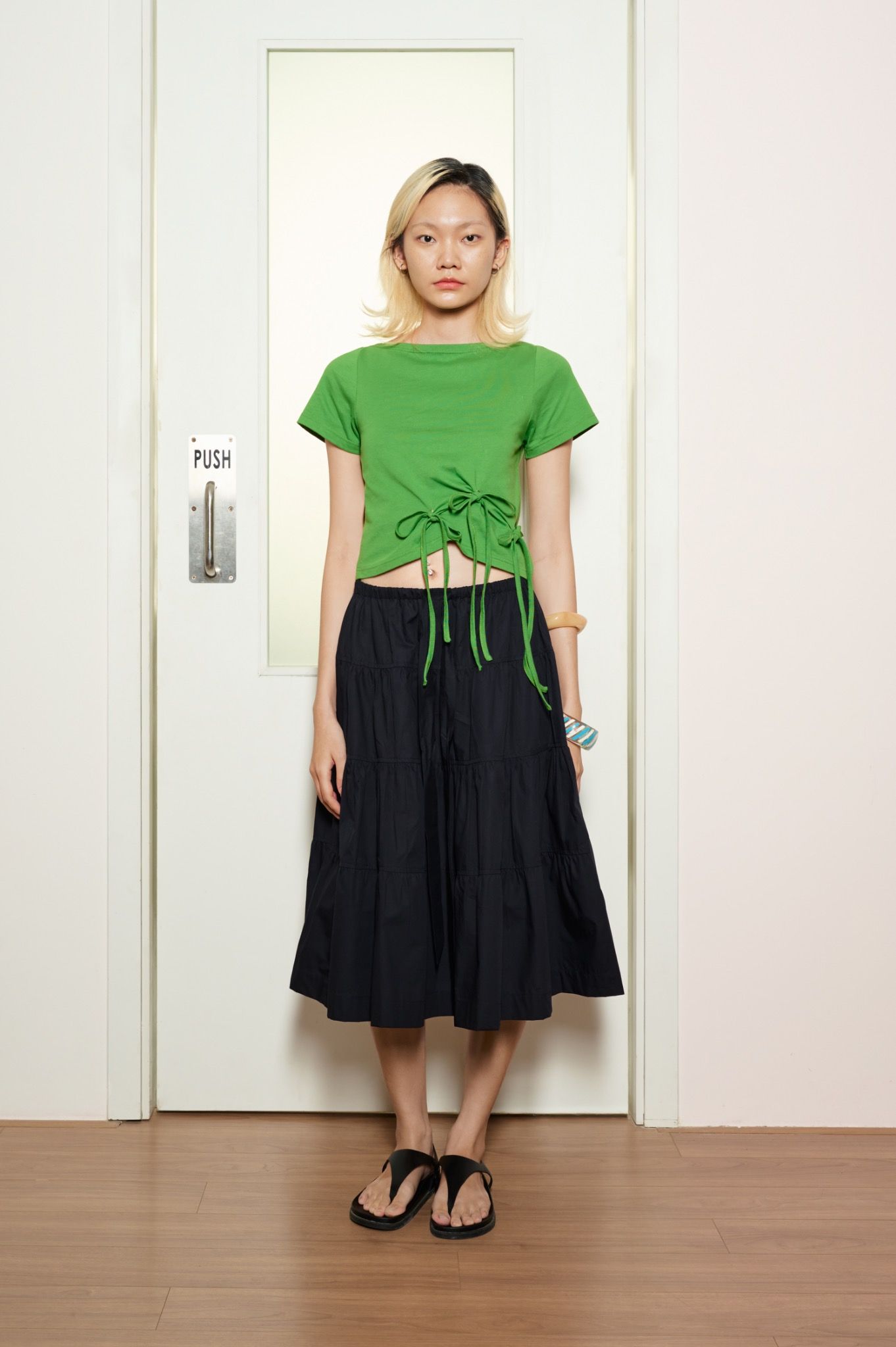 Libe Green Top With Bow Tie Details (Pre-order)