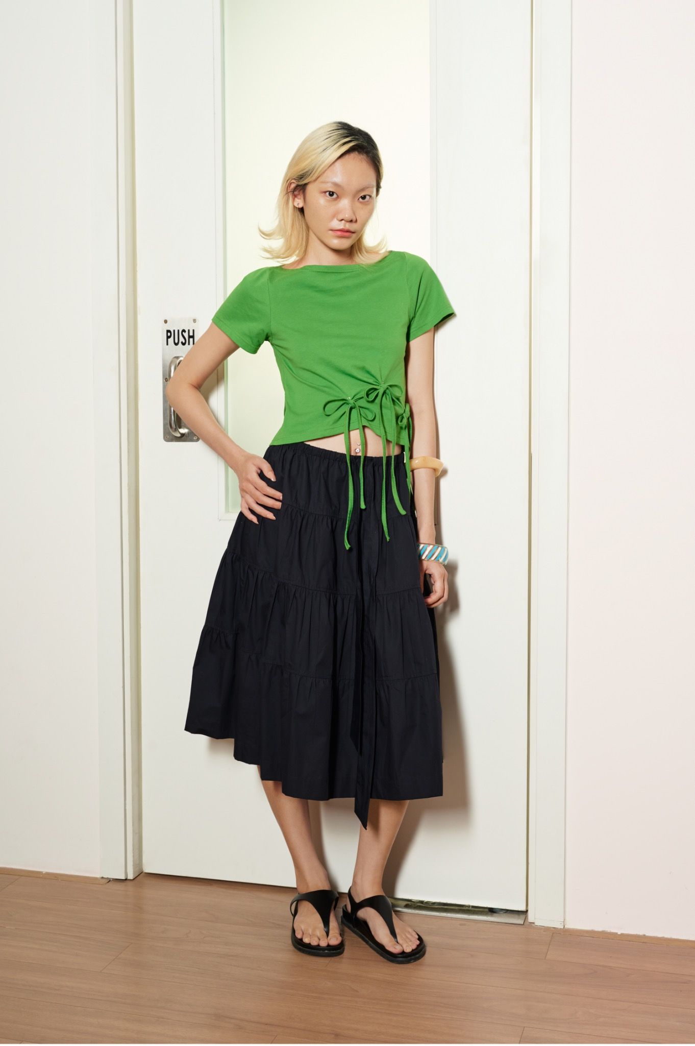 Libe Green Top With Bow Tie Details (Pre-order)