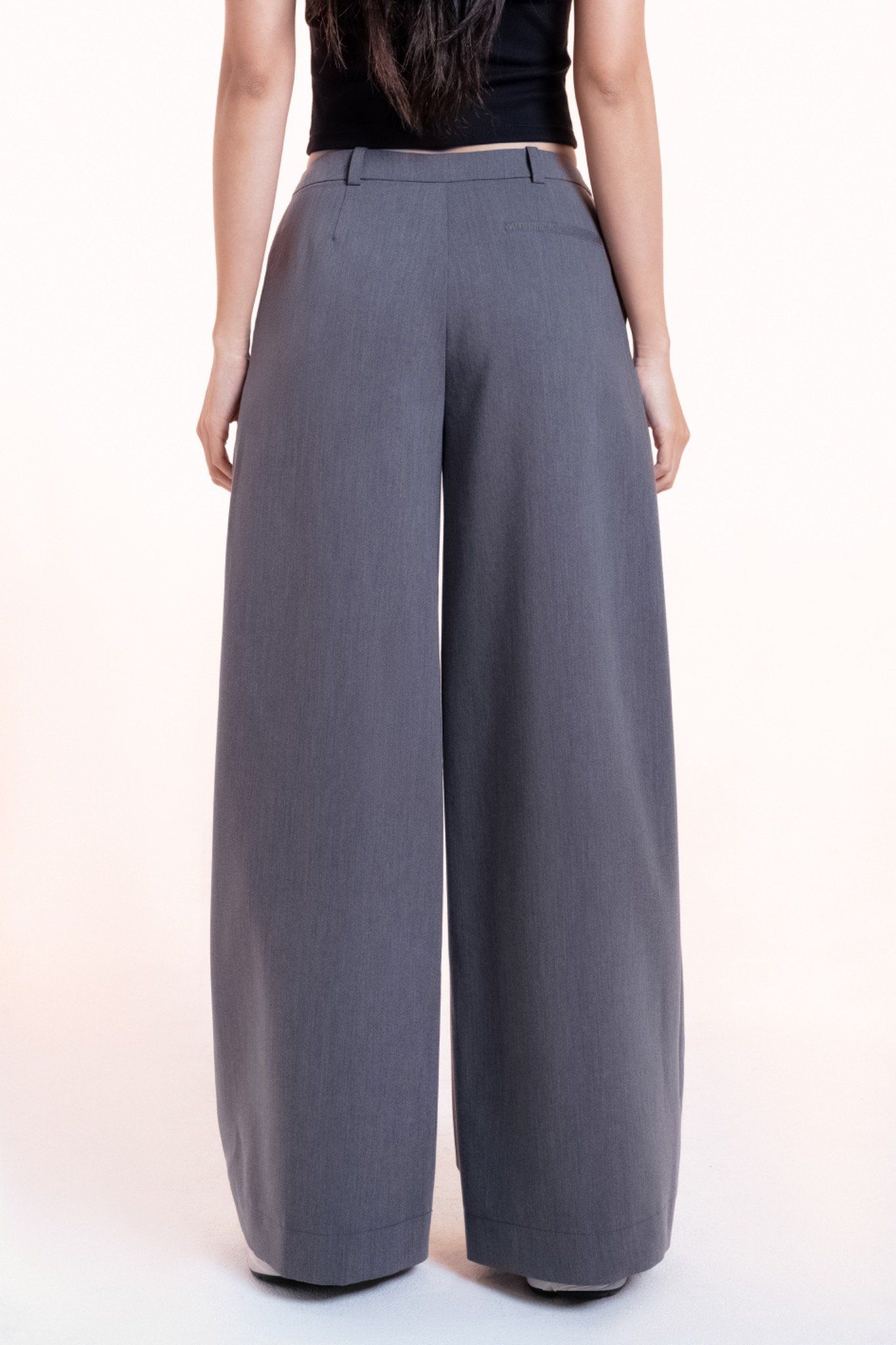 Libe Grey Tailored Wide Leg Trousers (Pre-order)
