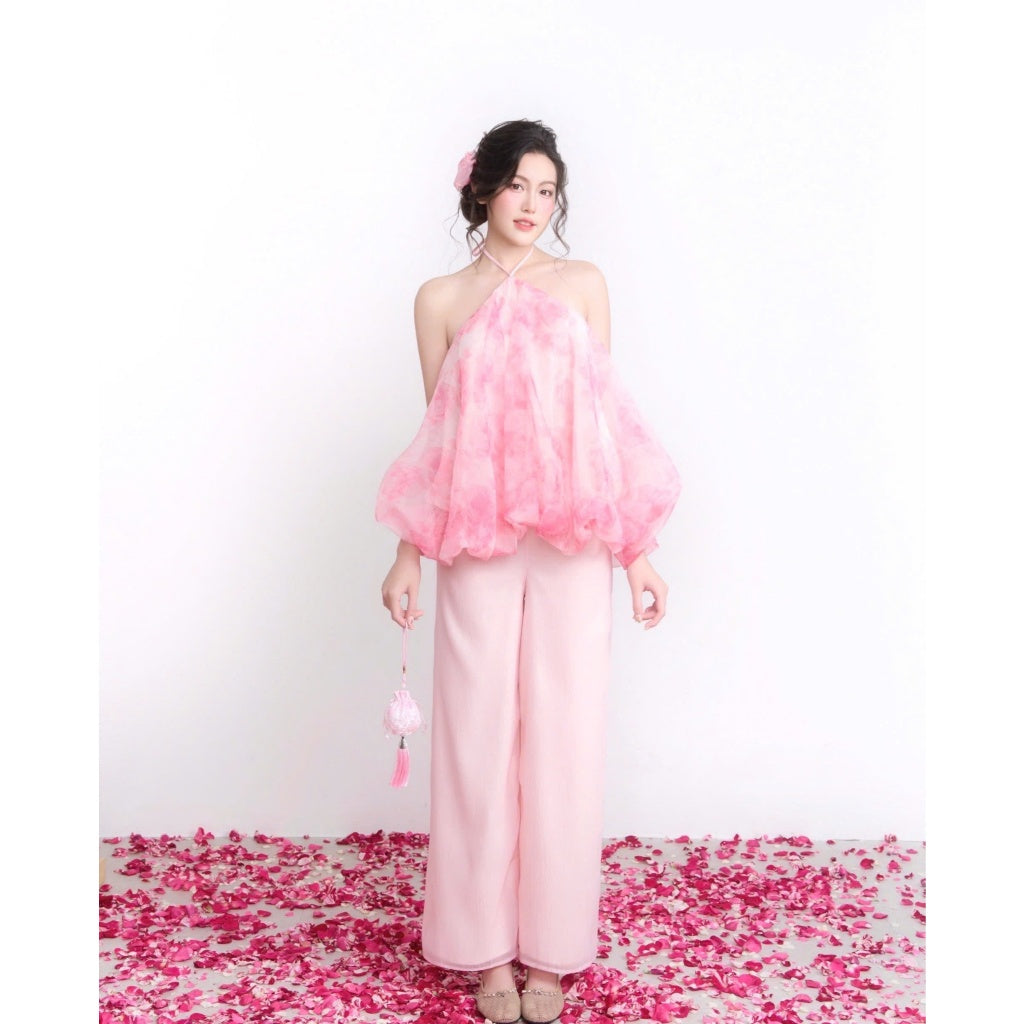 Aguja Hai Thu Pink Organza Dress (Pre-order)