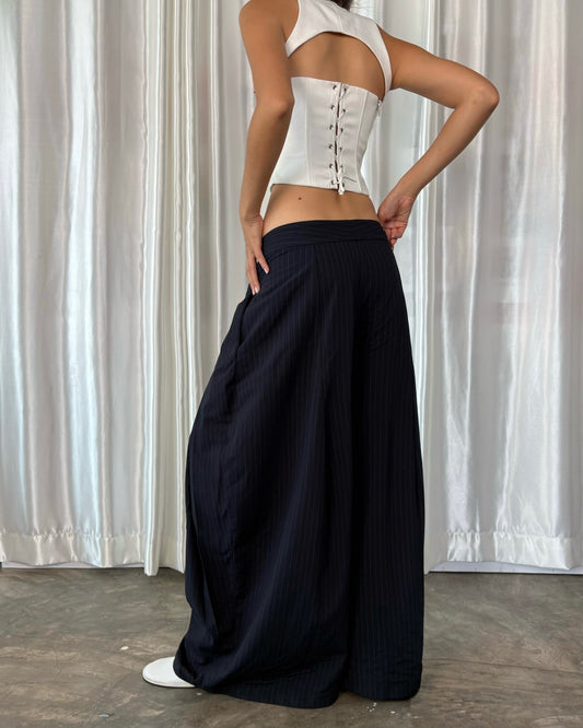 Aiai Studio Wide Leg Pinstriped Trousers