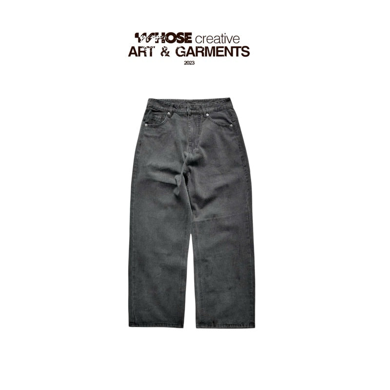 WHOSE Light Grey Wide Straight Jeans (Pre-order)