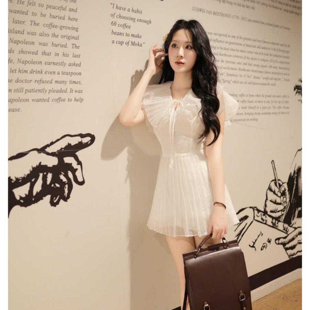 Aguja Lilie Pleated Silk Dress (Pre-order)