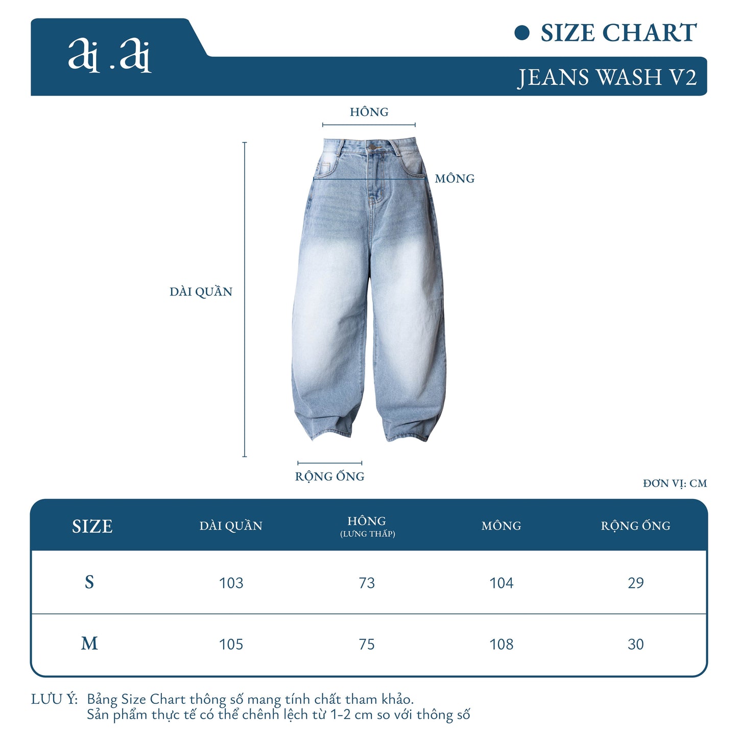 Aiai Studio Low-Rise Jean Wash Vers 2 (Pre-order) - Em Clothing
