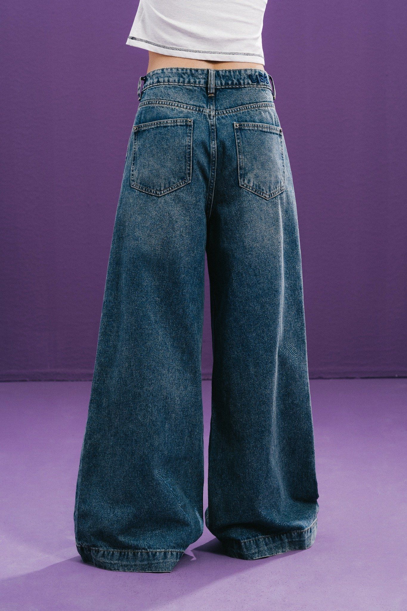 Libe Medium Blue High Waisted Wide Leg Jeans (Pre-order)