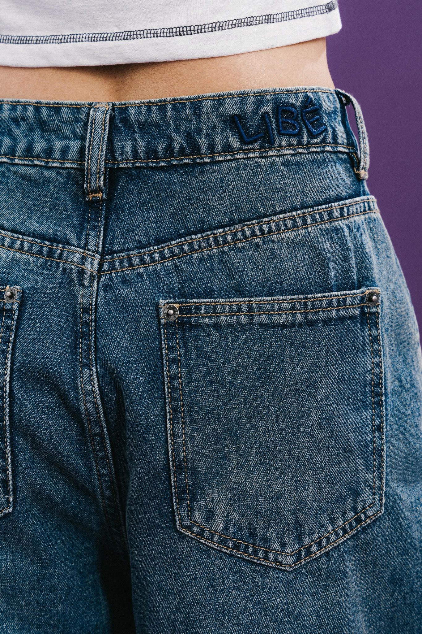 Libe Medium Blue High Waisted Wide Leg Jeans (Pre-order)