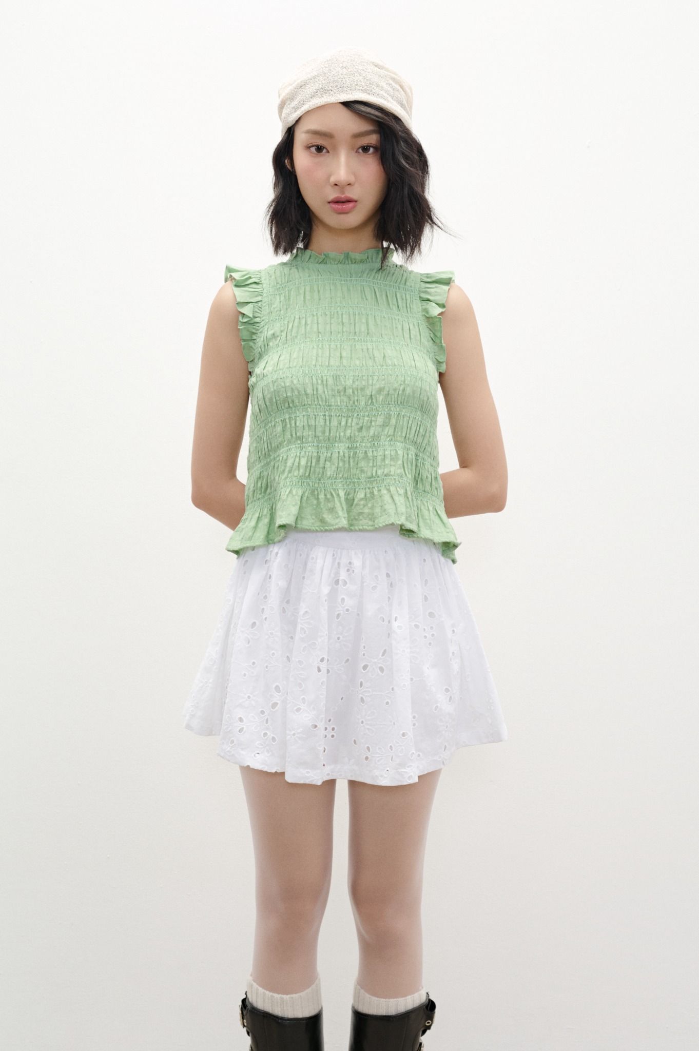 Libe Mint Smocking Top (Pre-order)