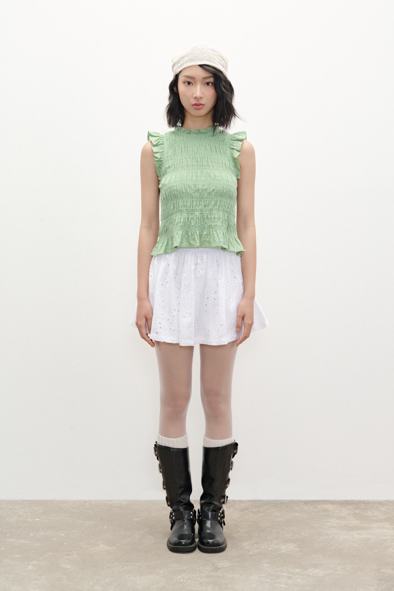 Libe Mint Smocking Top (Pre-order)