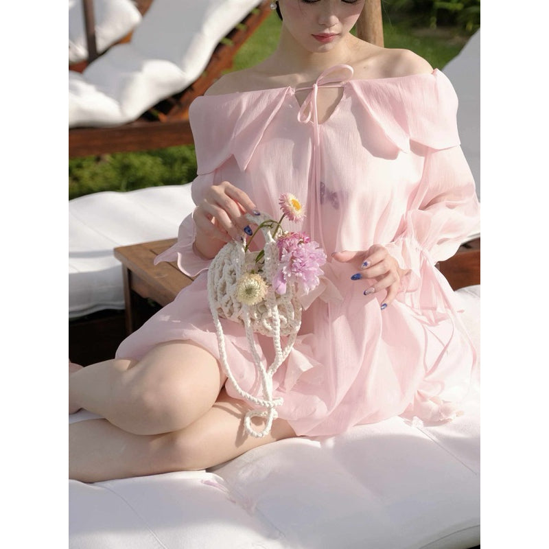 Aguja Momia Off-Shoulder Mini Dress (Pre-order)