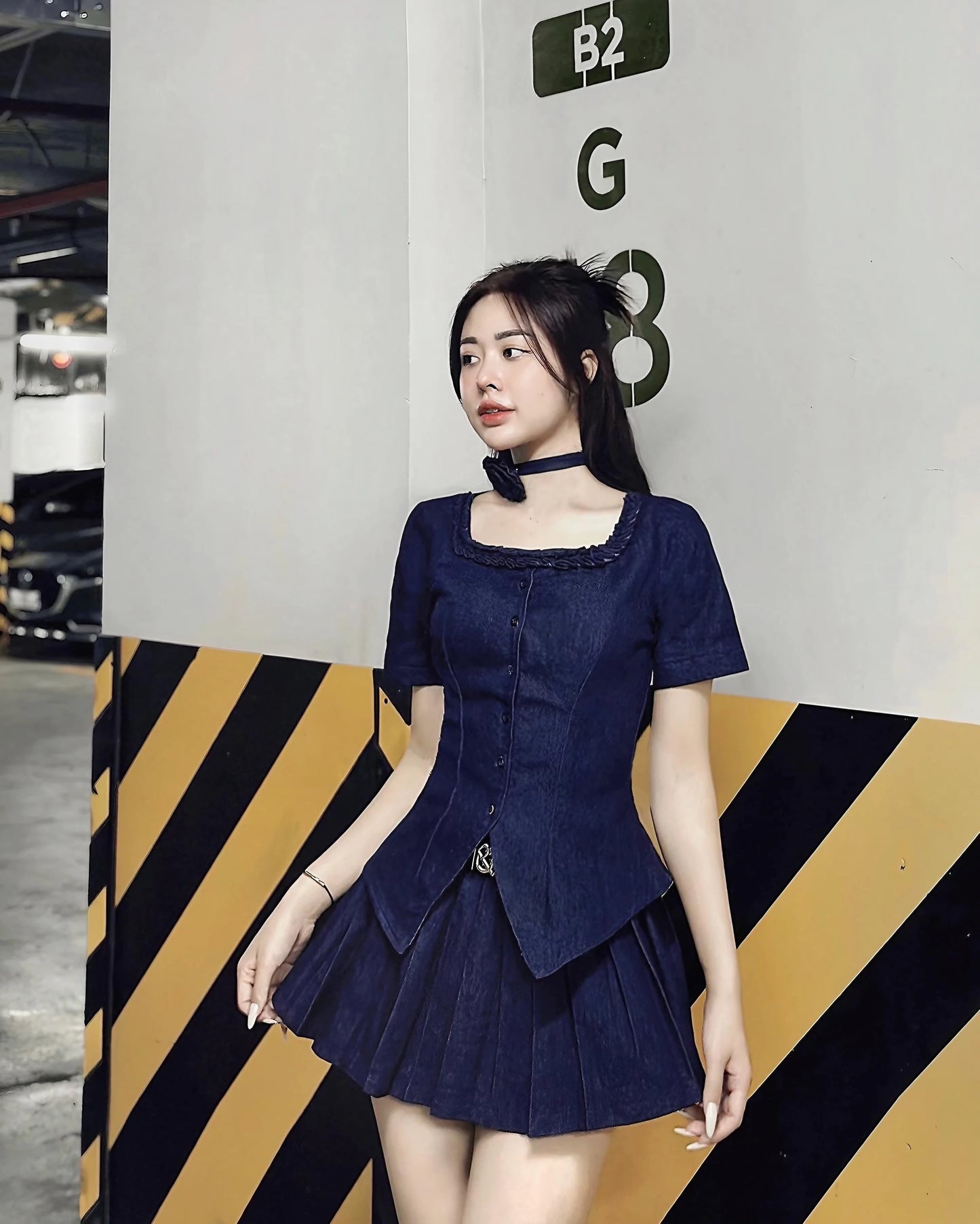 The Fance Monica Denim Top (Pre-order)