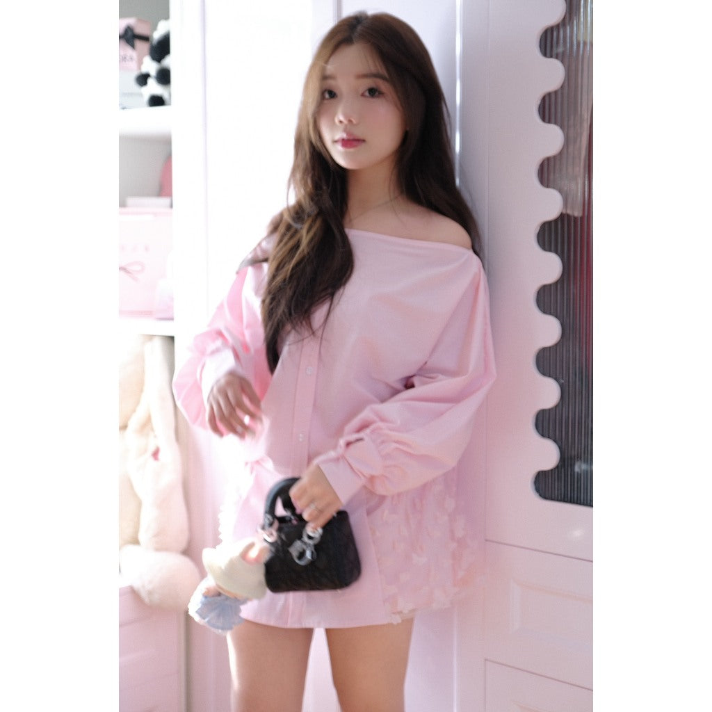 Aguja Naava 3D Floral Off-Shoulder Dress (Pre-order)