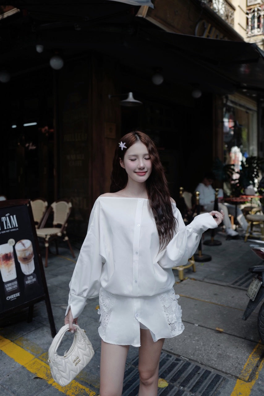 Aguja Naava 3D Floral Off-Shoulder Dress (Pre-order)