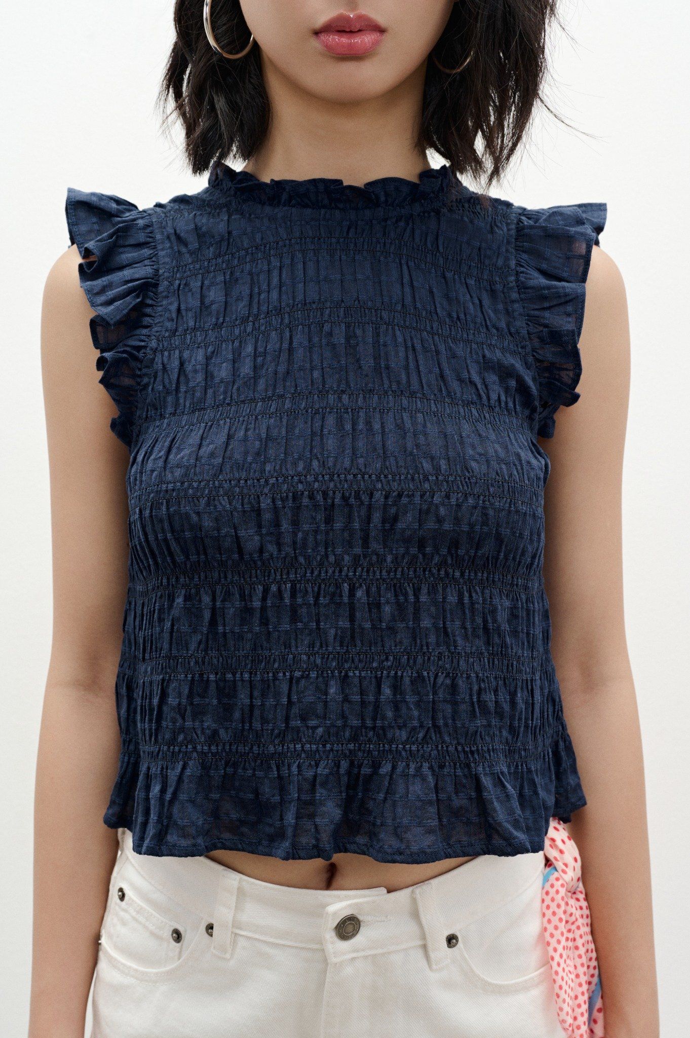 Libe Navy Smocking Top (Pre-order)