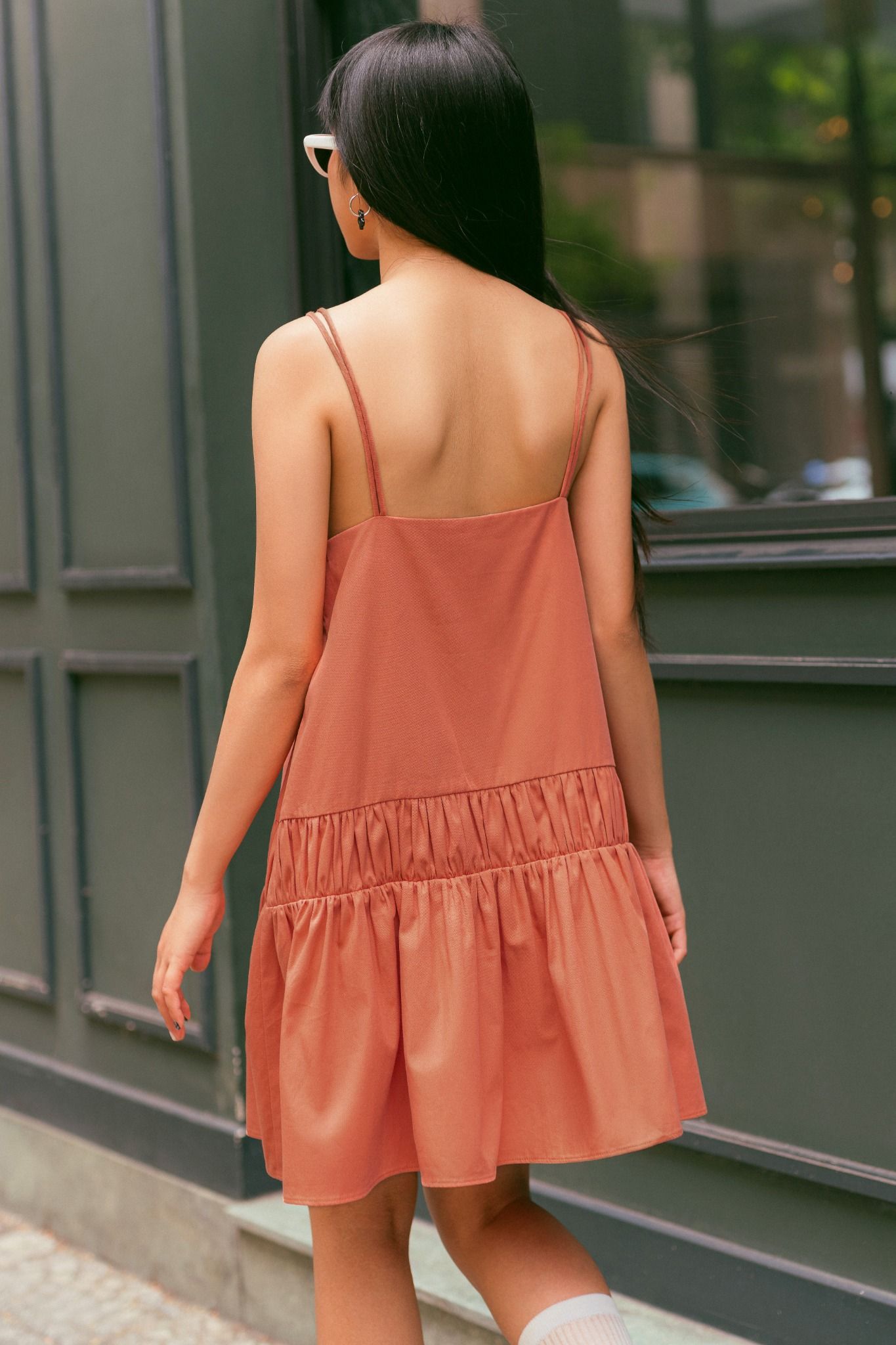 Libe Orange Bow Tie Strappy Mini Dress (Pre-order)
