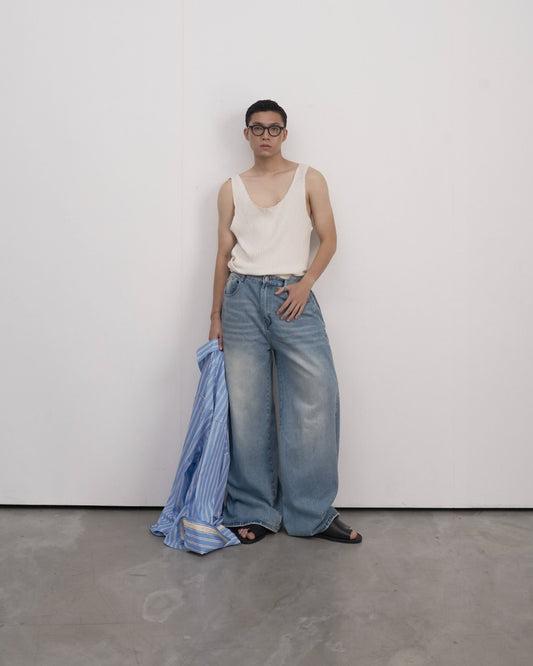 Hypnotism Pleated Wide Jeans